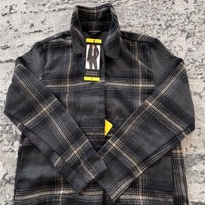Banana Republic Black and Gray Plaid Jacket